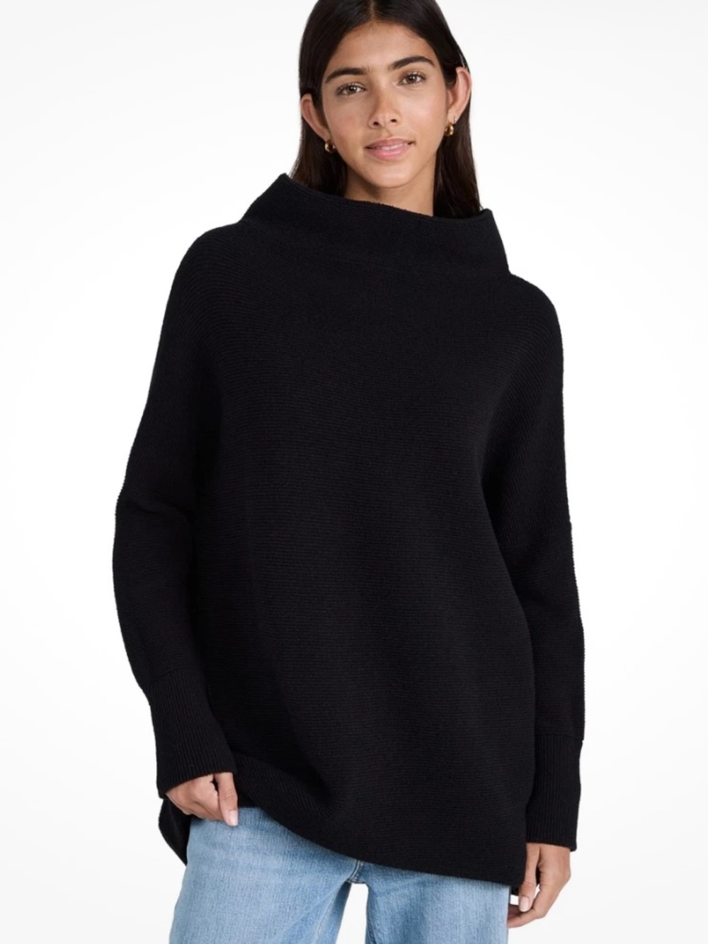 Free People Black Ottoman Slouchy Tunic Sweater small